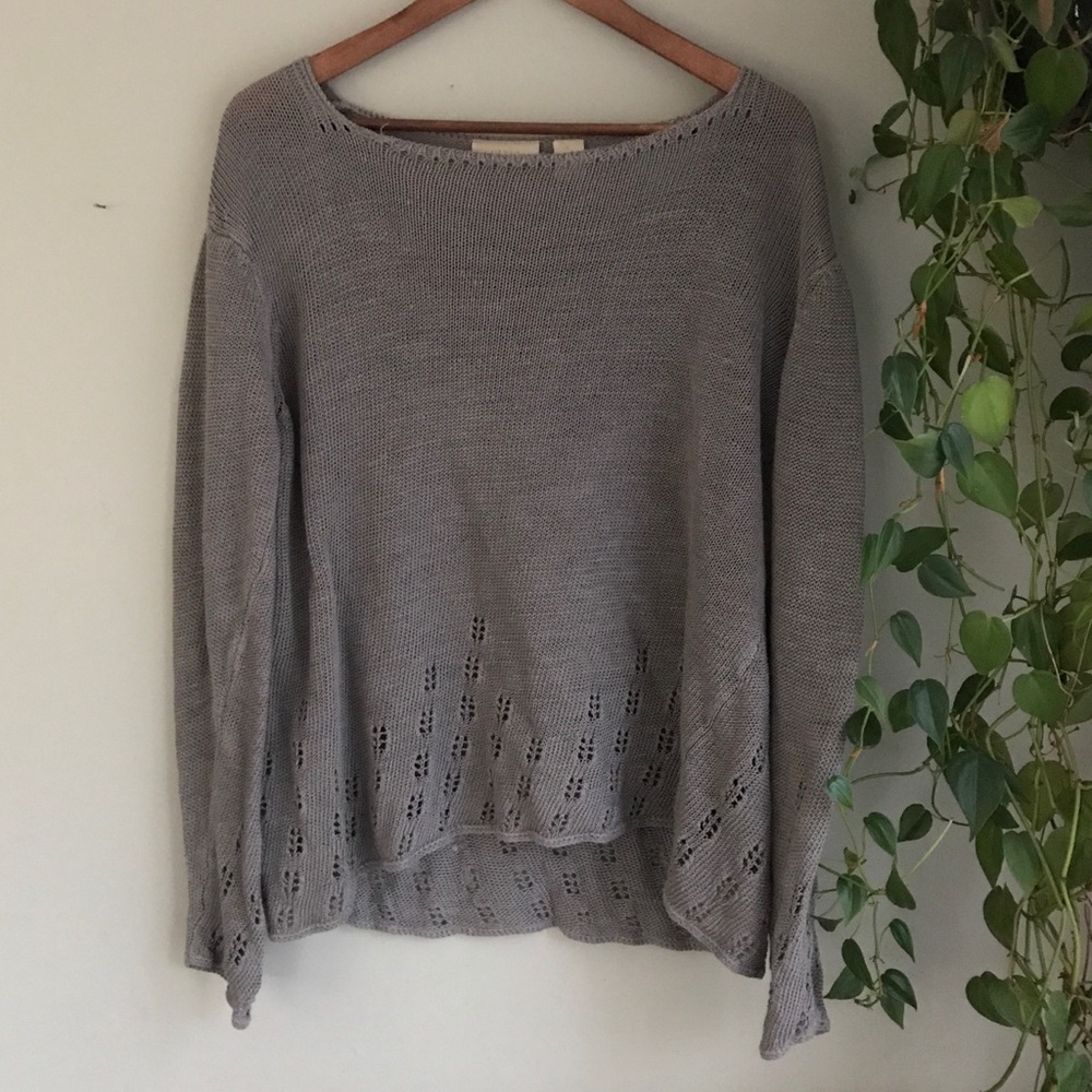 vintage gray knitted linen sweater